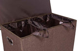 Home Double Laundry Hamper with Lid and Removable Liners | Linen | Easily Transport Laundry | Foldable Hamper | Cut Out Handles