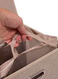 Home Double Laundry Hamper with Lid and Removable Liners | Linen | Easily Transport Laundry | Foldable Hamper | Cut Out Handles