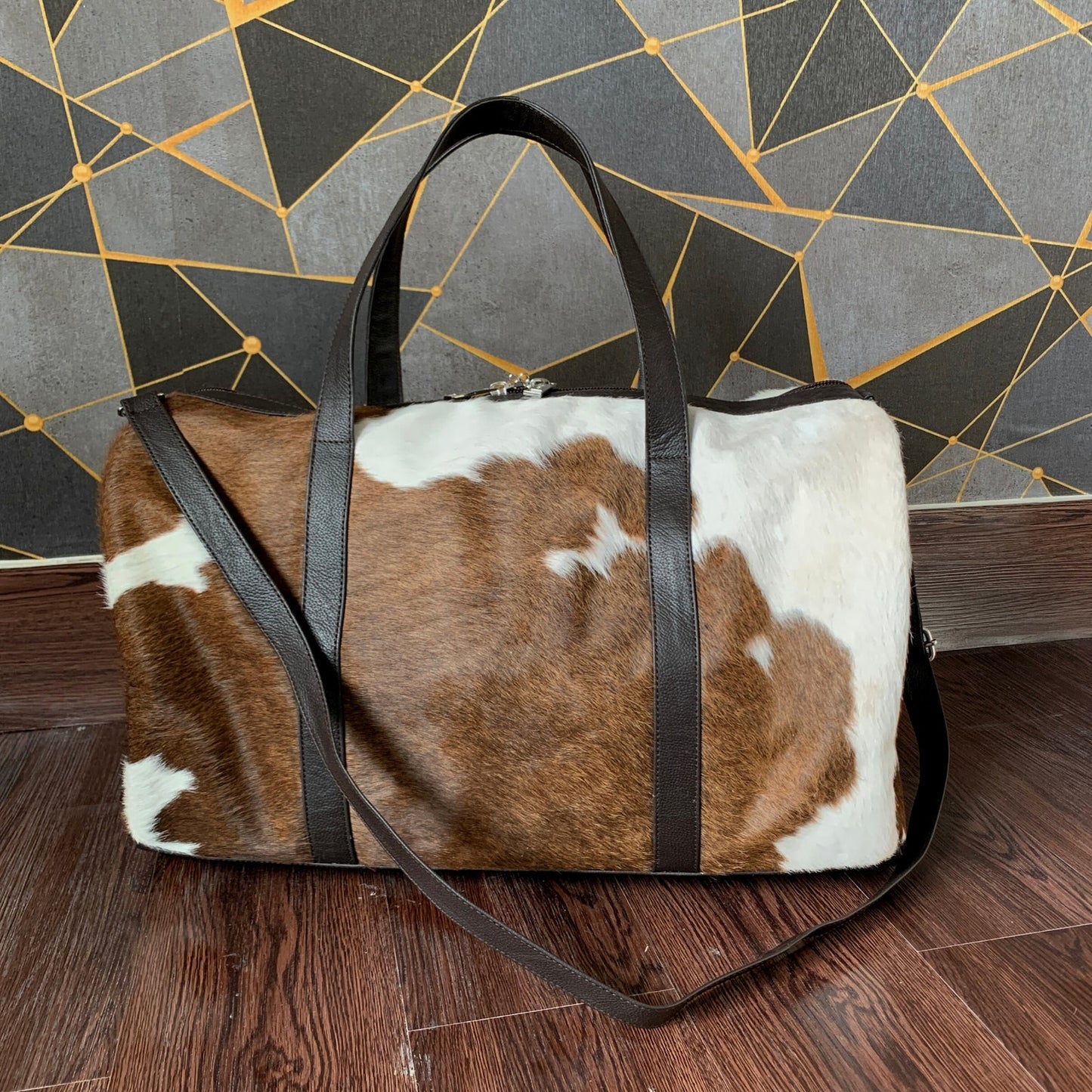 Cowhide Overnight Travel Bag