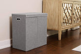 Home Double Laundry Hamper with Lid and Removable Liners | Linen | Easily Transport Laundry | Foldable Hamper | Cut Out Handles