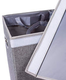 Home Double Laundry Hamper with Lid and Removable Liners | Linen | Easily Transport Laundry | Foldable Hamper | Cut Out Handles
