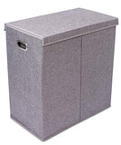 Home Double Laundry Hamper with Lid and Removable Liners | Linen | Easily Transport Laundry | Foldable Hamper | Cut Out Handles