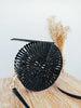 Rattan Bucket Bag Bamboo Crossbody Black