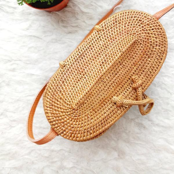 Brown Handwoven Rectangle Rattan Bag Bali