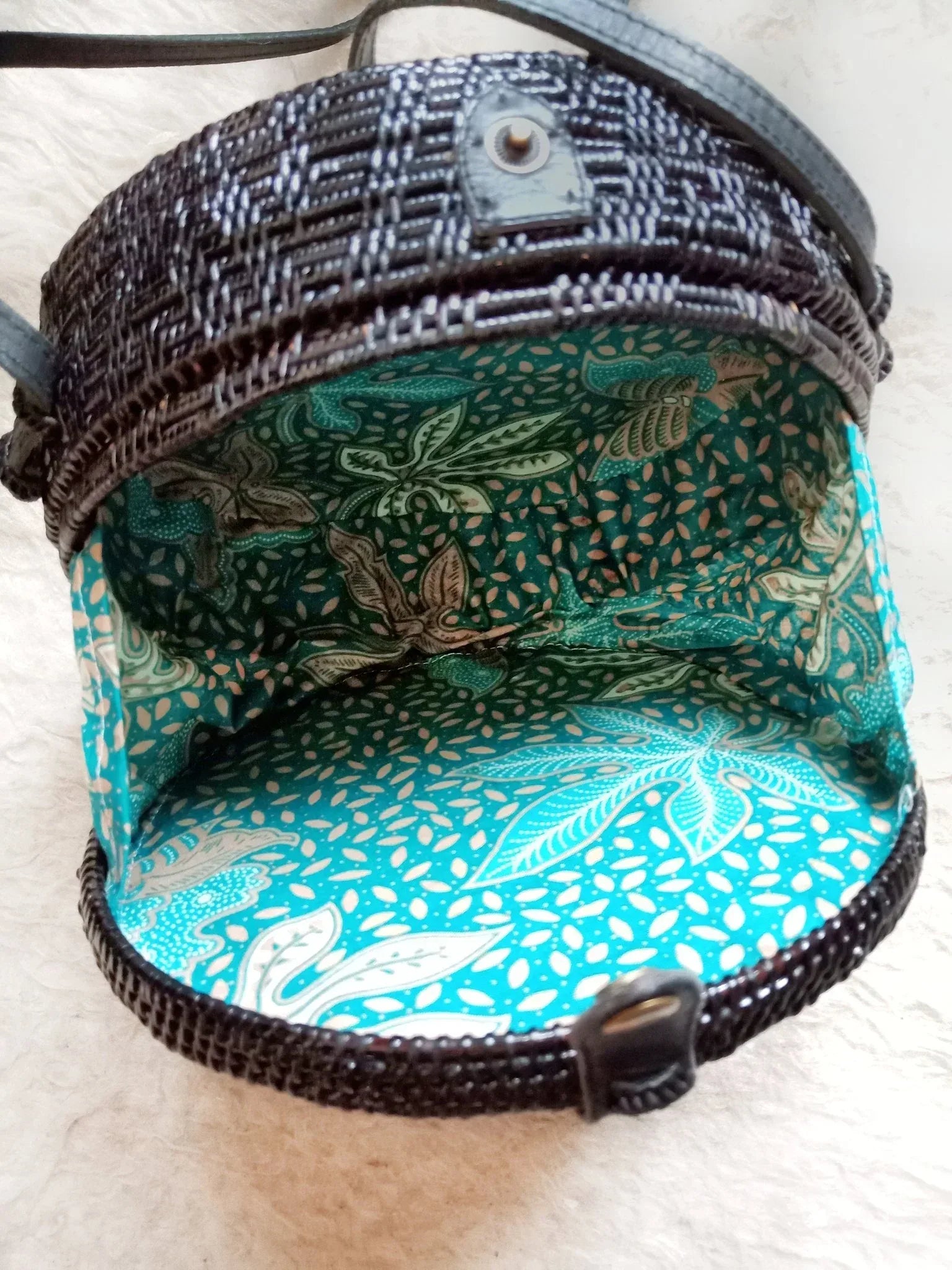 Black Rattan Crossbody Bag Handmade in Bali