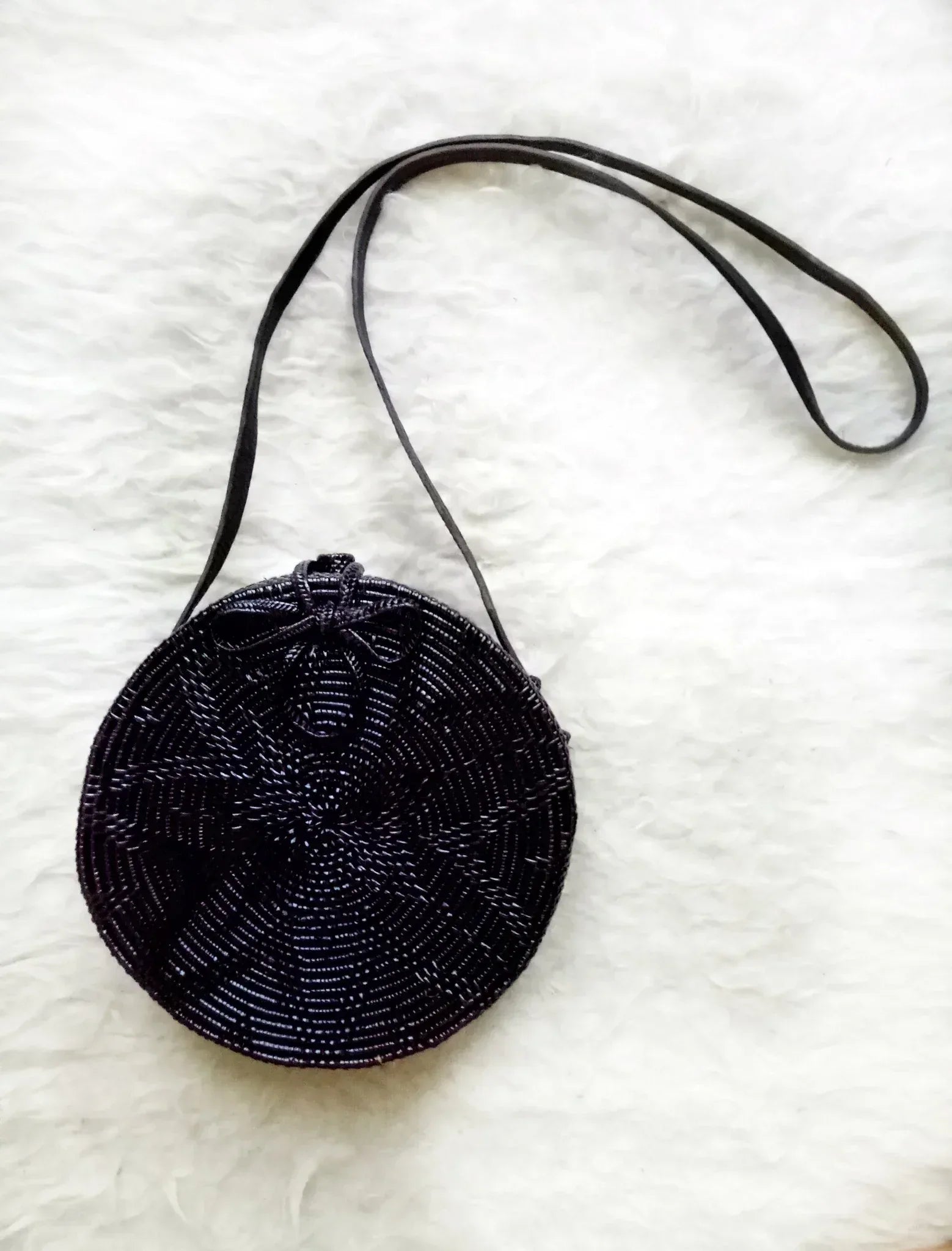 Black Rattan Crossbody Bag Handmade in Bali