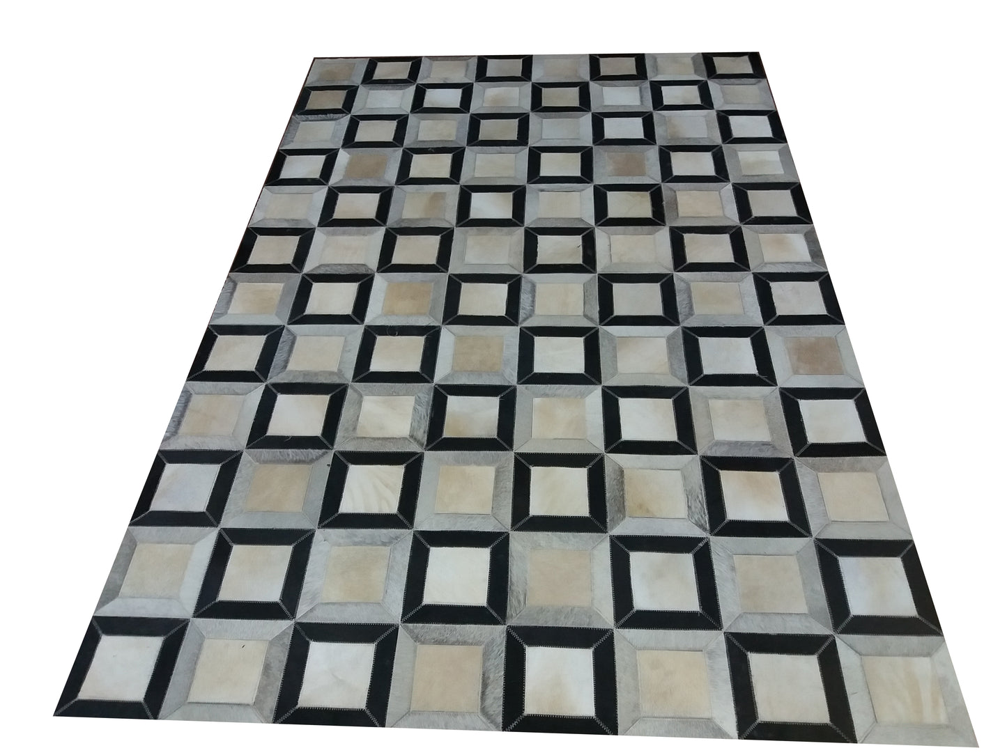 Burke Geometric Patchwork Cowhide Leather Rugs