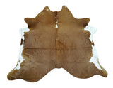 Exotic Small Brown White Cowhide Rug 6.2ft x 6ft