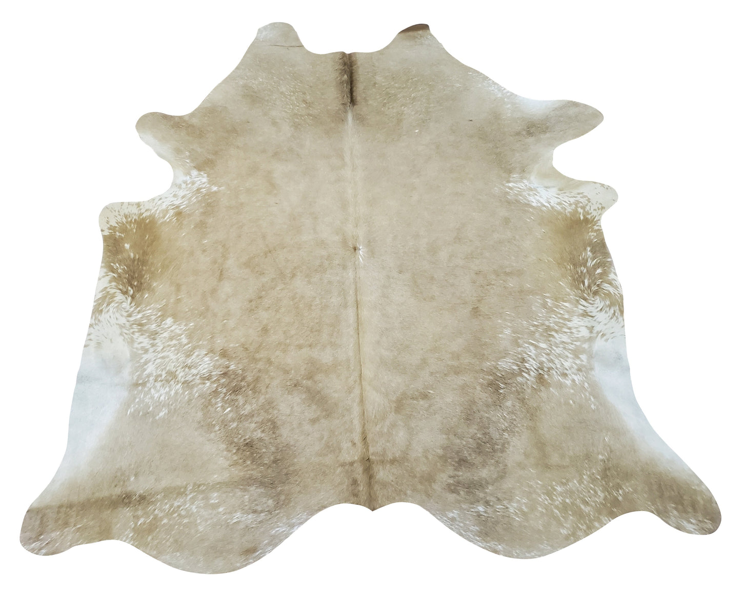 Medium Solid Beige Cowhide Rug 6.4ft x 6ft