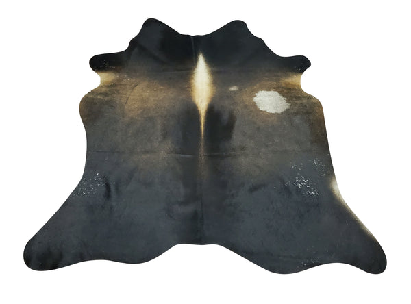 Exotic mini cowhide rug with stunning dark brown and black natural coloring and it will look wonderful in guest room, perfect size and fast shipping.