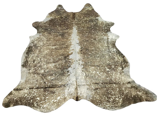 Rustic Brown Gold Cowhide Rug 7.25ft x 6ft