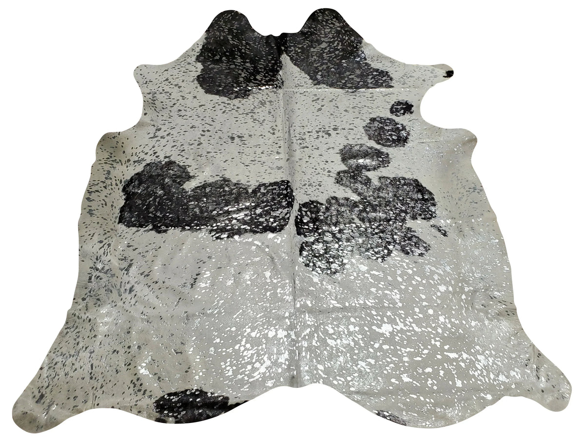 Metallic Cowhide Rug Silver Genuine – Boho Living Room