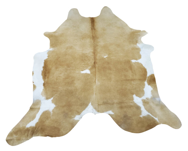 A newly handpicked natural light brown cowhide rug will easily incorporate in any living room, beautiful pattern and the perfect size.