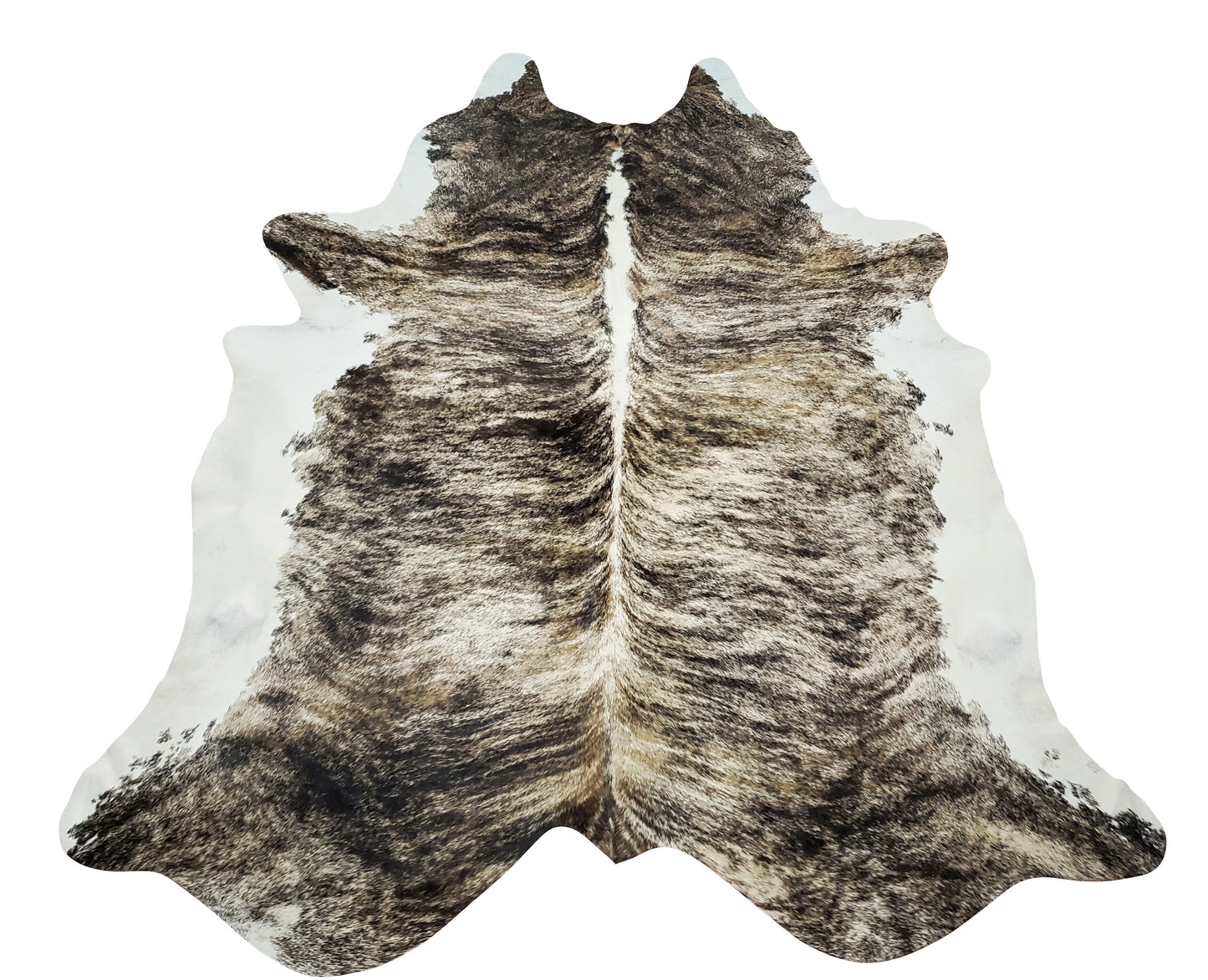 Extra Large Tricolor Brindle Cowhide Rug 7.8ft X 6.5ft