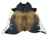 Large brown cowhide rug for stunning new cottage style living room