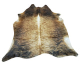 One of a kind natural brown cowhide rug in a unique dark brindle style, very soft and even more beautiful in person, perfect for the southern style.