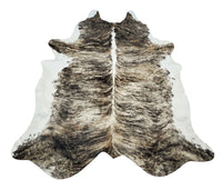 Extra Large Tricolor Brindle Cowhide Rug 7.8ft X 6.5ft