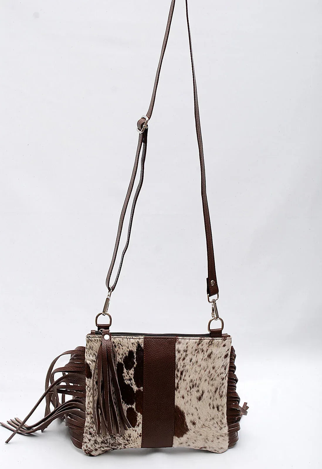 Real Cowhide Crossbody Purse With Fringes