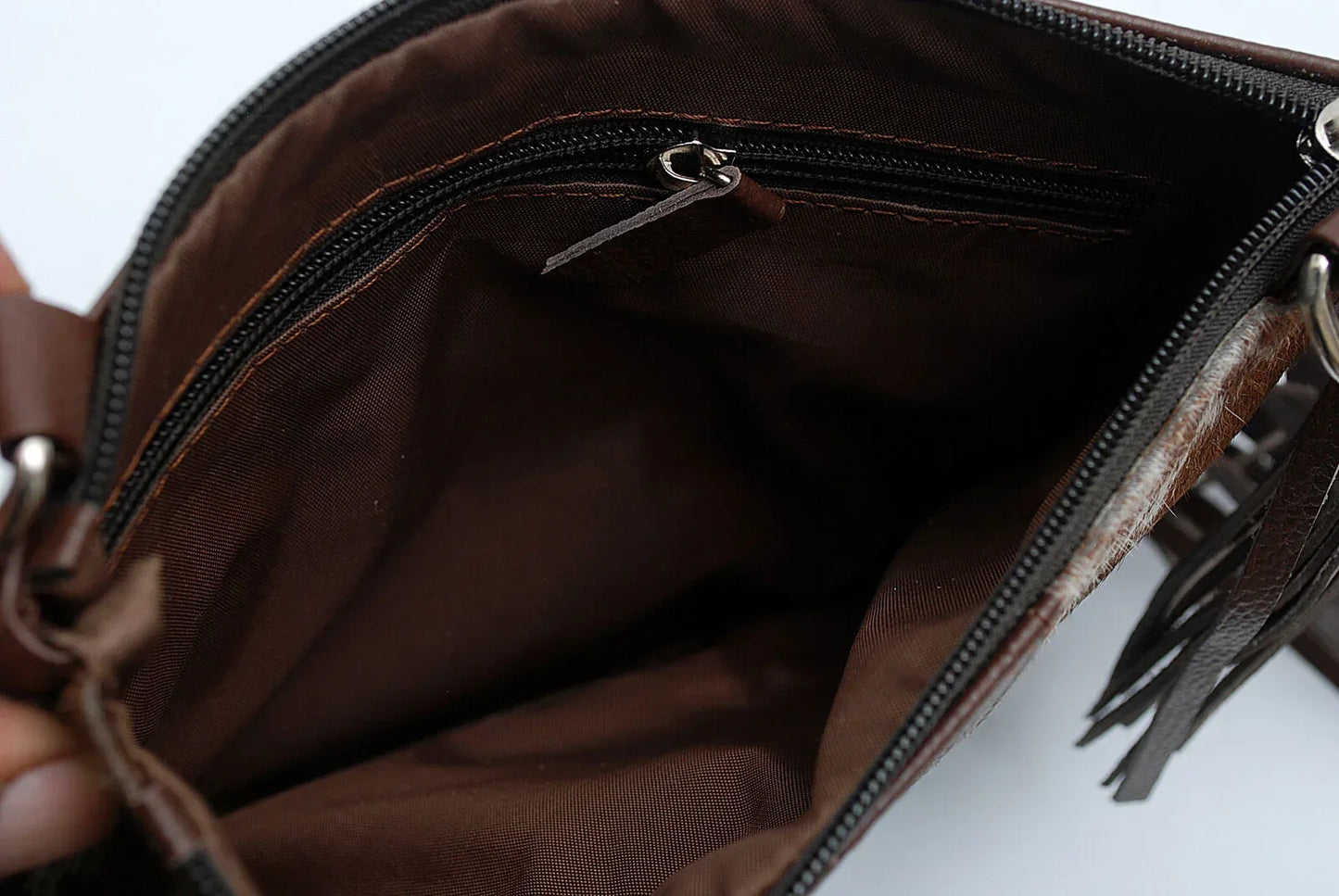 Real Cowhide Crossbody Purse With Fringes