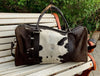 Brown White Cowhide Weekender Duffel Bag