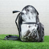 Cowhide Travel Backpack Bag Black White