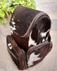 Hair on hide cowhide backpack with brown white markings