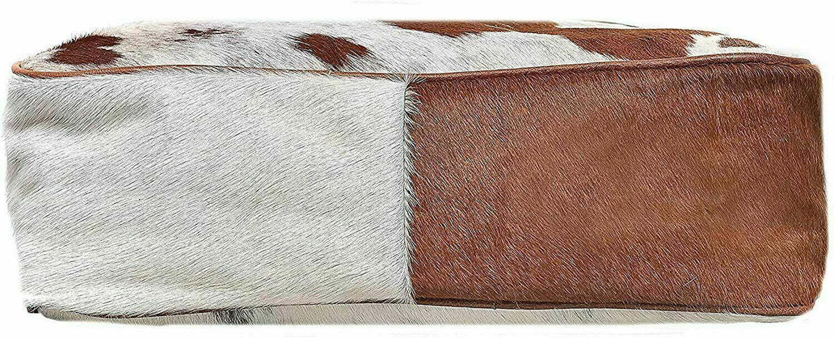 Brown white cowhide handbag set real leather wallet