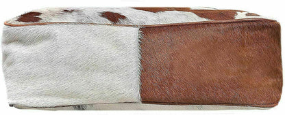 Brown white cowhide handbag set real leather wallet
