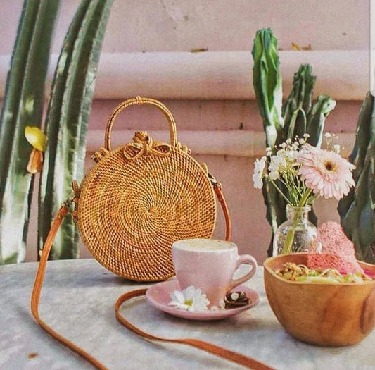 Round Rattan Bag Handmade in Bali for Women