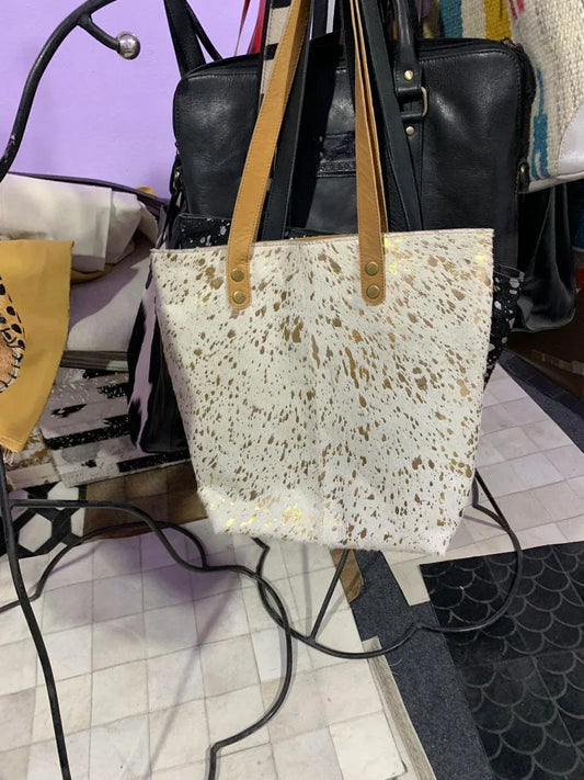 Metallic Cowhide tote bag