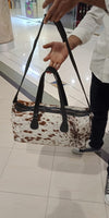 Cowhide Luggage Bag In Brown White