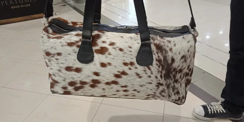 Cowhide Travel Luggage Bag Leather Airport Duffle