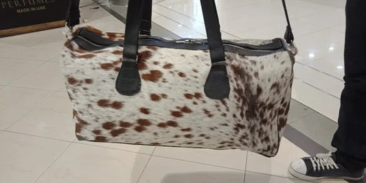 Cowhide Travel Luggage Bag Leather Airport Duffle