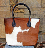 Pony Hair Tote Bag Brown And White