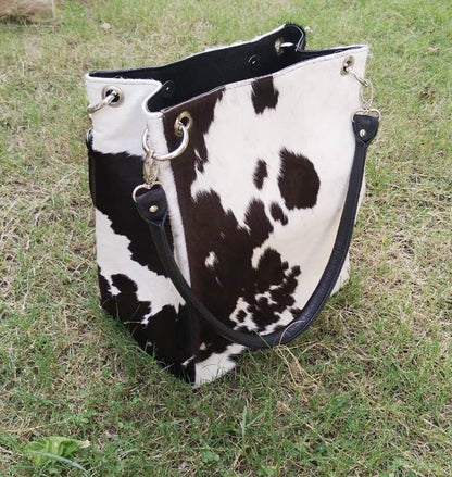 Cowhide Purse Black White