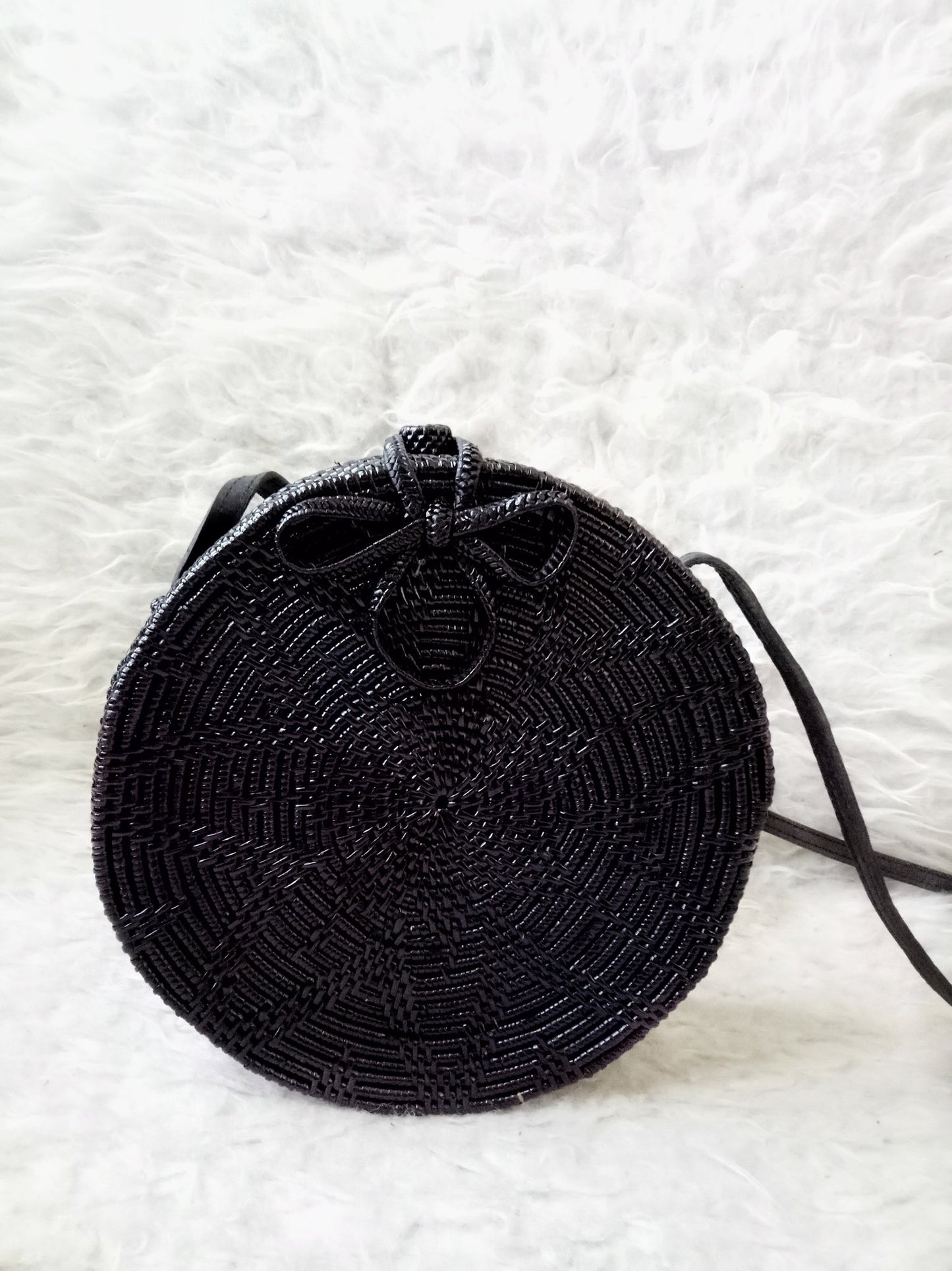 round rattan basket bag