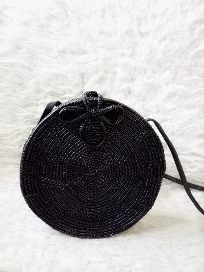 round rattan basket bag