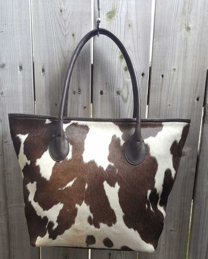 hair on cowhide tote