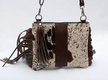 Real Cowhide Crossbody Purse With Fringes