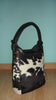 Real Cowhide Handbag Bucket Purse Black White