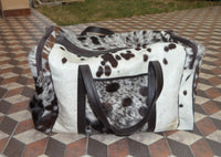 Cowhide luggage Bags Black And White