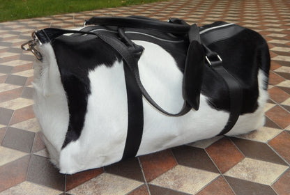 Pony Fur Duffel Bag Black White