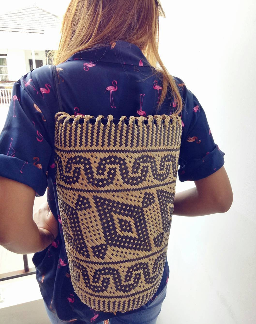 beautiful rattan backpack travel bag