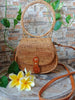 Handwoven Rattan Evening Bag with Detachable Shoulder Strap