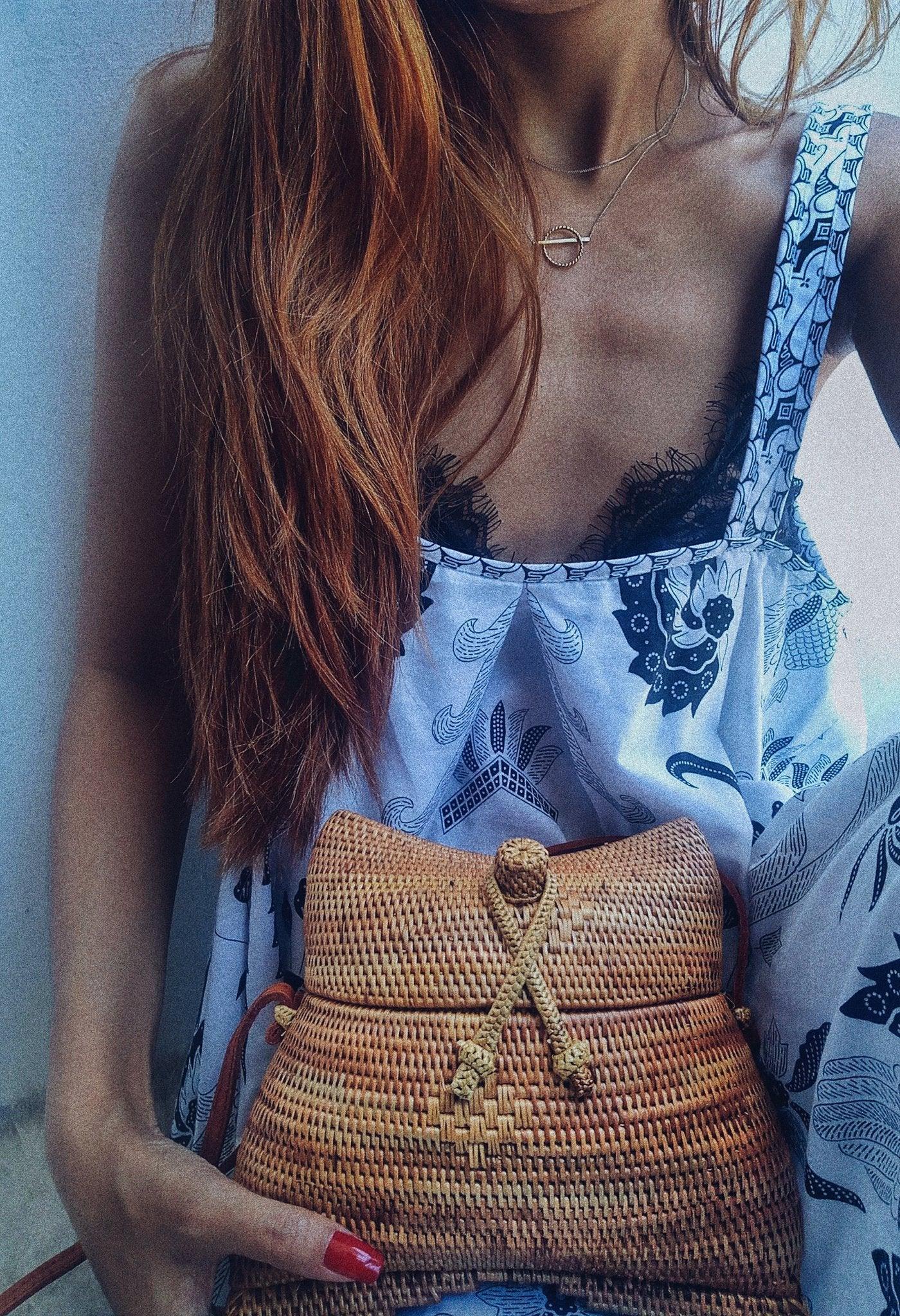 Bali rattan beach bag handmade crossbody summer