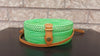 Green round rattan bag bali crossbody handmade