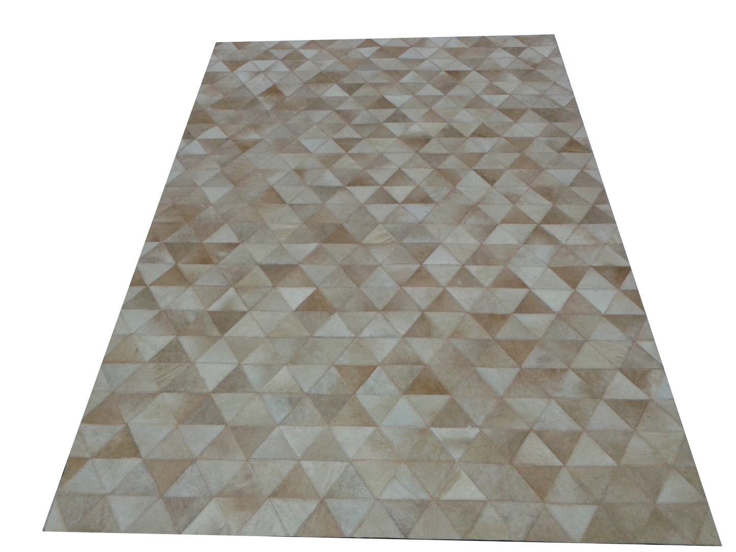Beige Cowhide Patchwork Rug