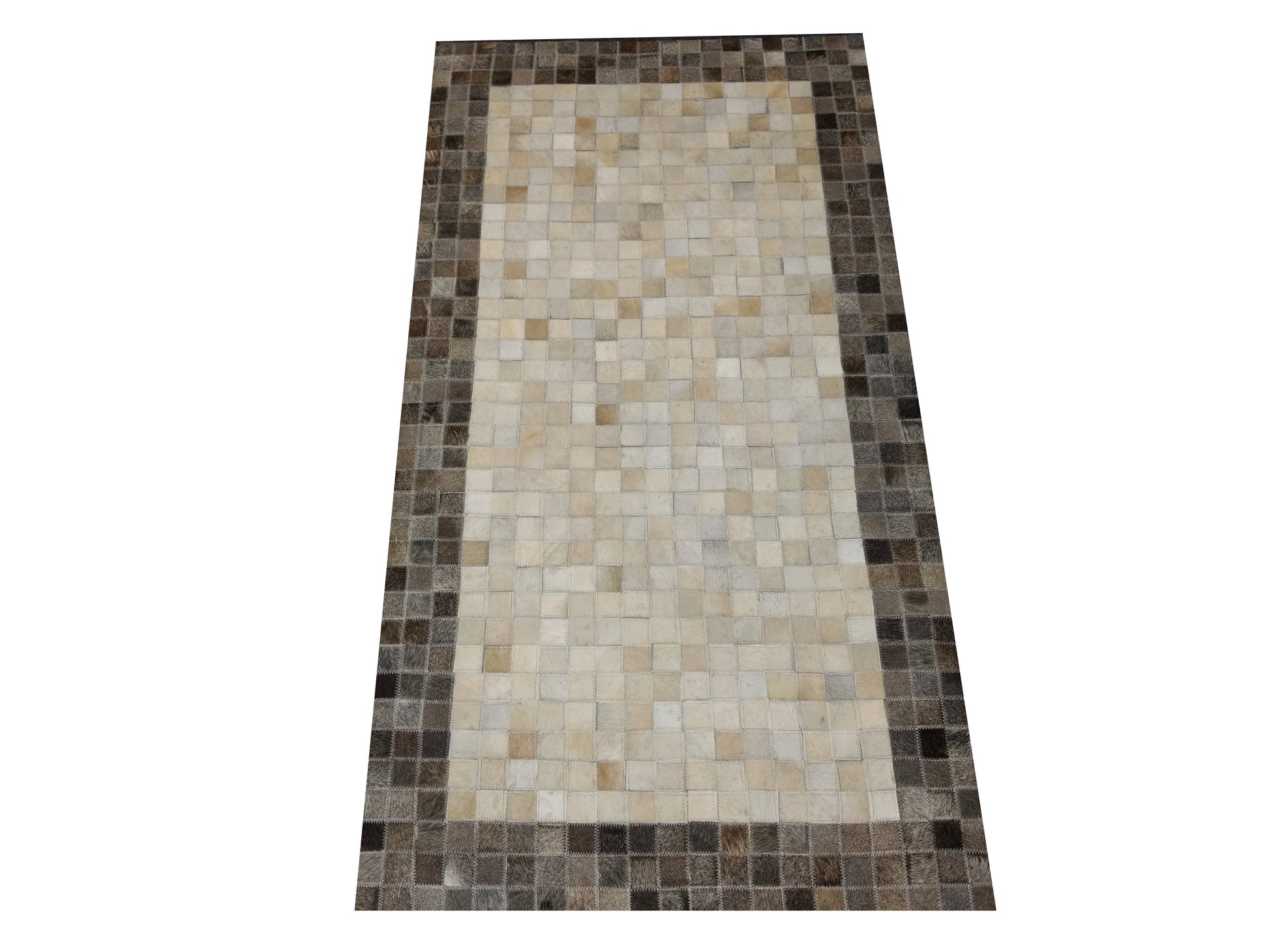 black cowhide patchwork rug