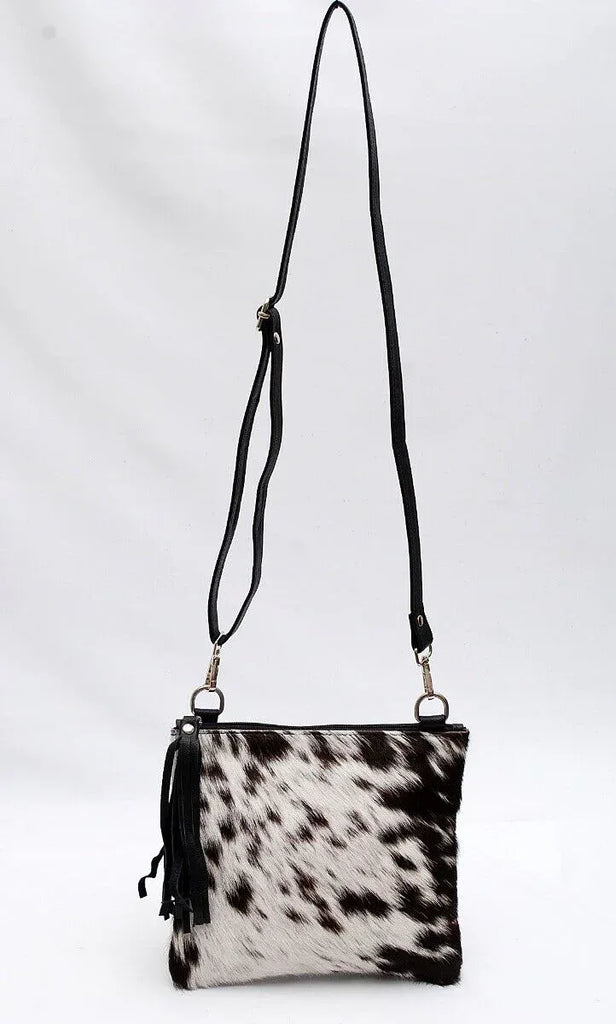 black white cowhide crossbody bag for women leather purse