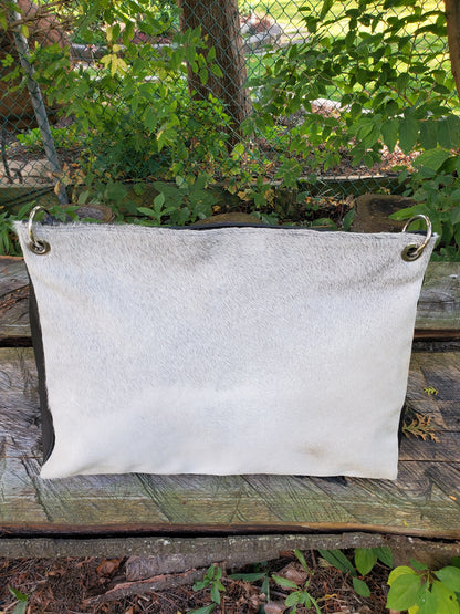 black white cowhide leather bag